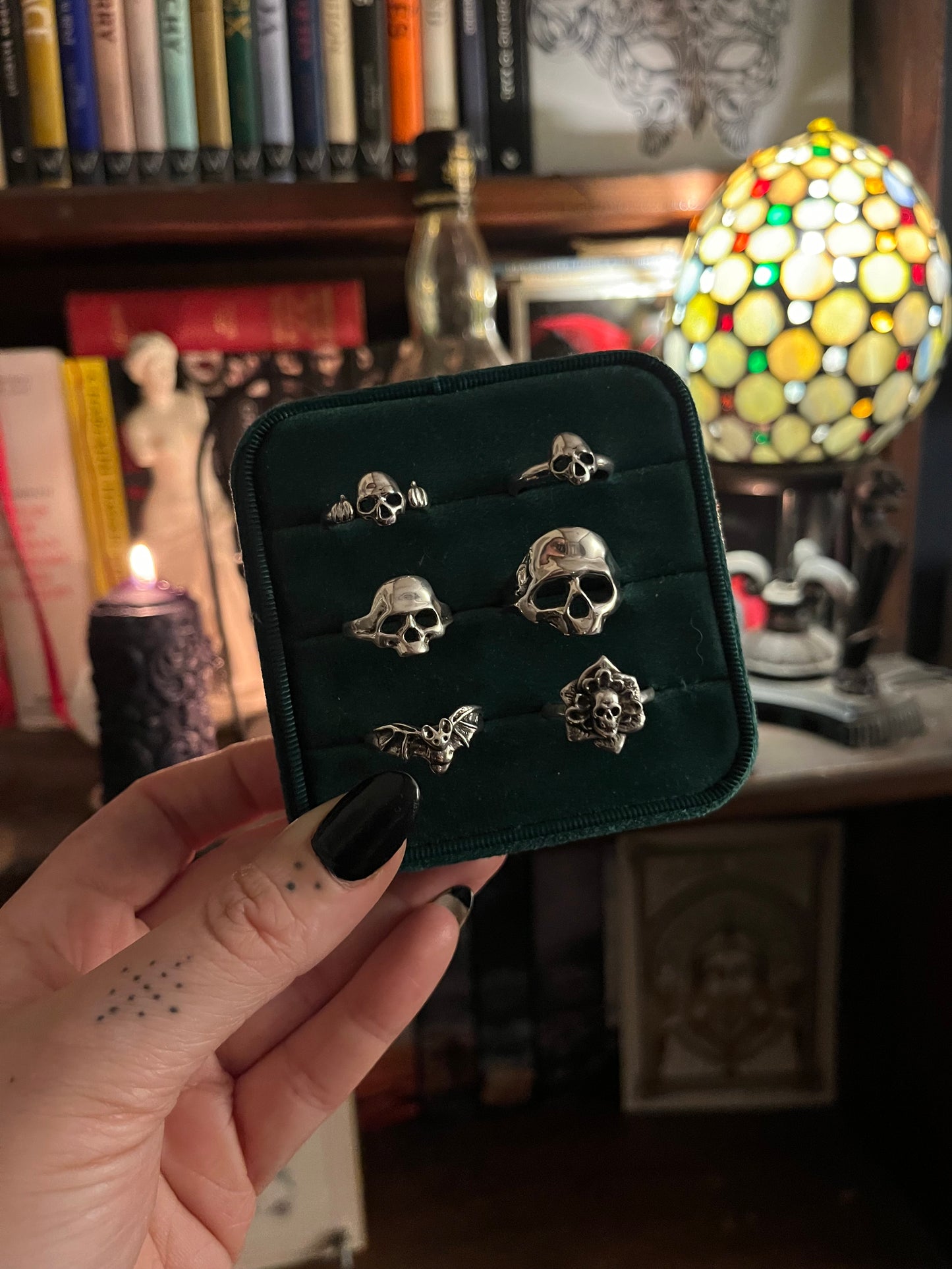 Pumpkin King Skull Sterling Silver Ring