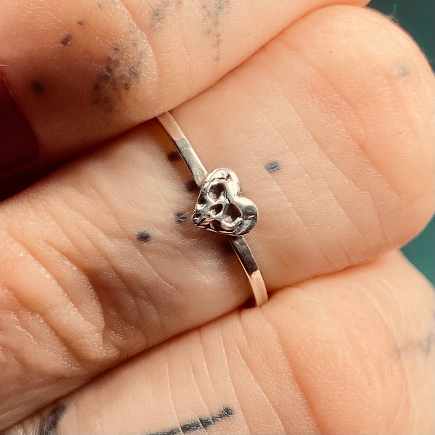 HEART SKULL STACKER Sterling Silver Ring