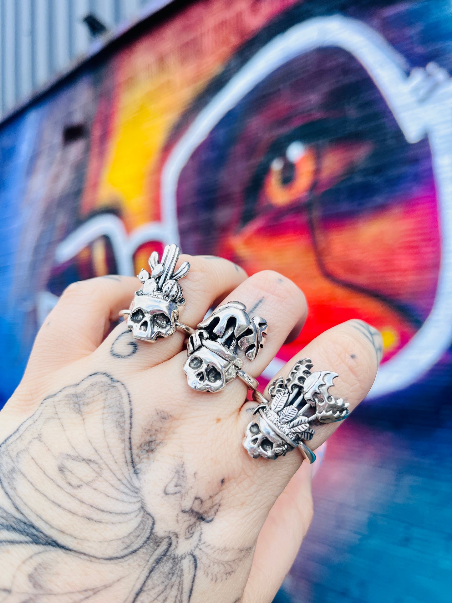CACTI Skull Sterling Silver Ring