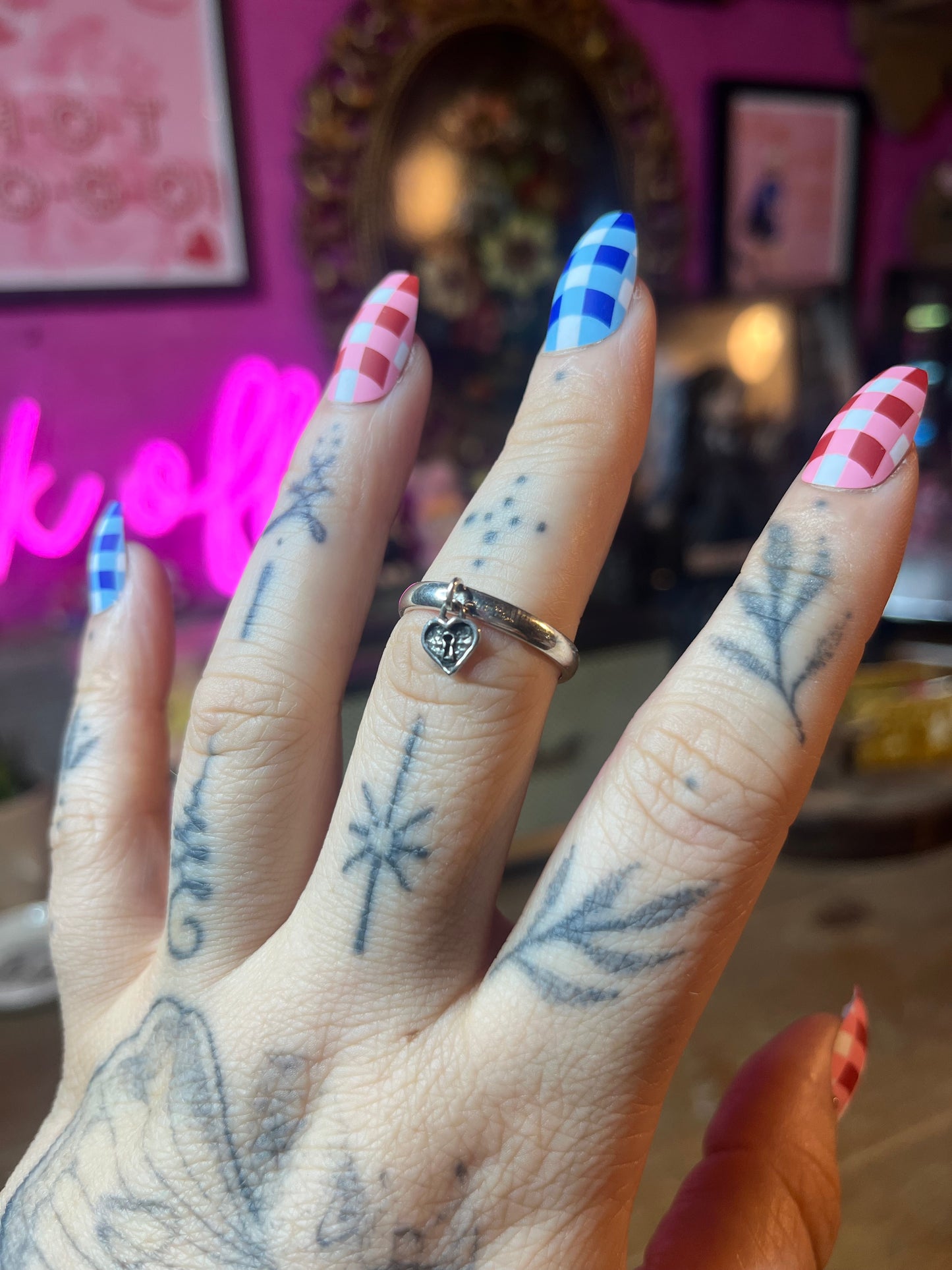 DANGLY LOVE LOCKED STACKER Sterling Silver Lock Ring