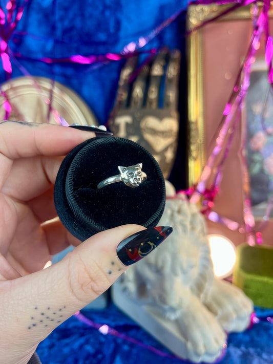 Bad Kitty Heart Leopard Light Sterling Silver Ring