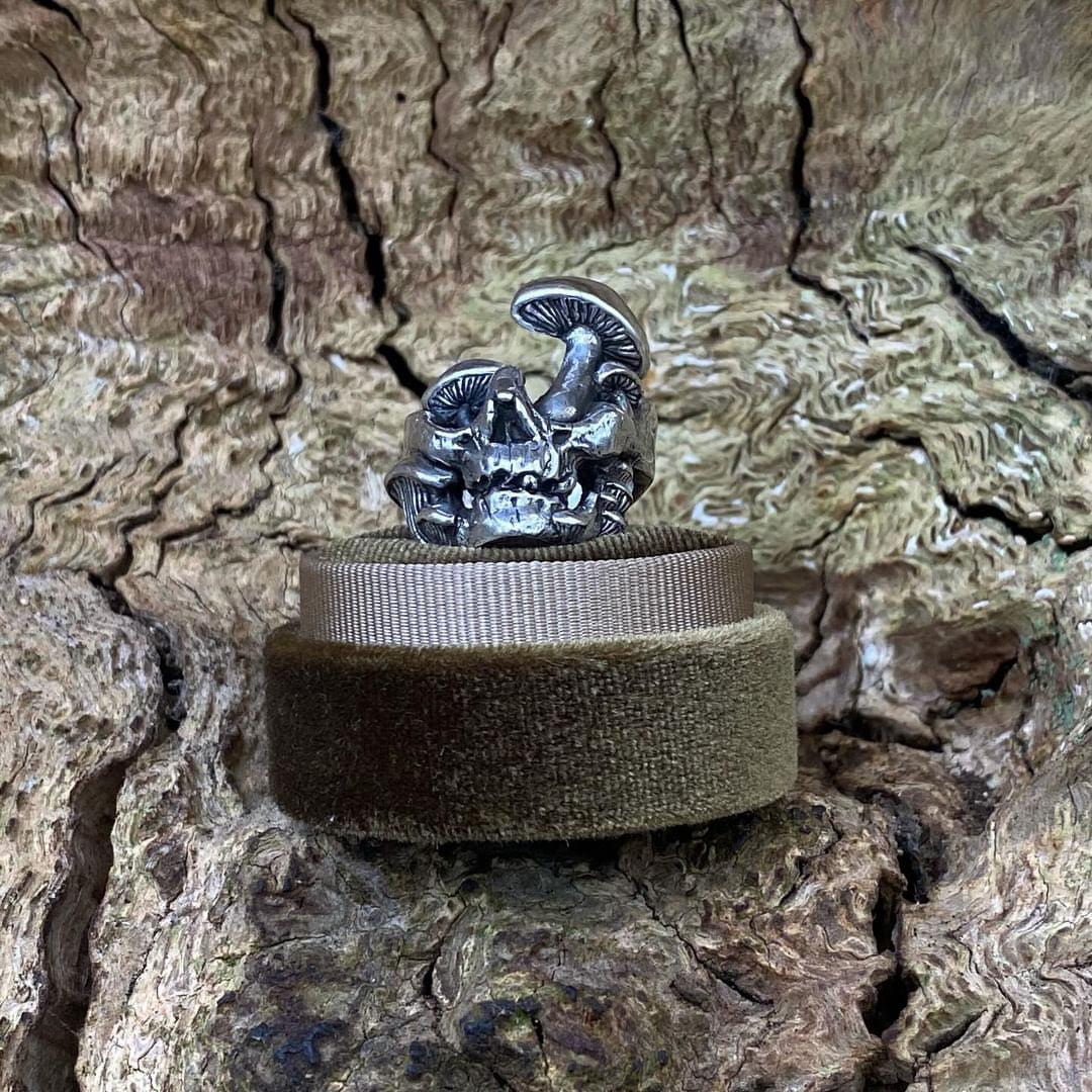 DESTROYING ANGEL Mushroom Skull Sterling Silver Ring