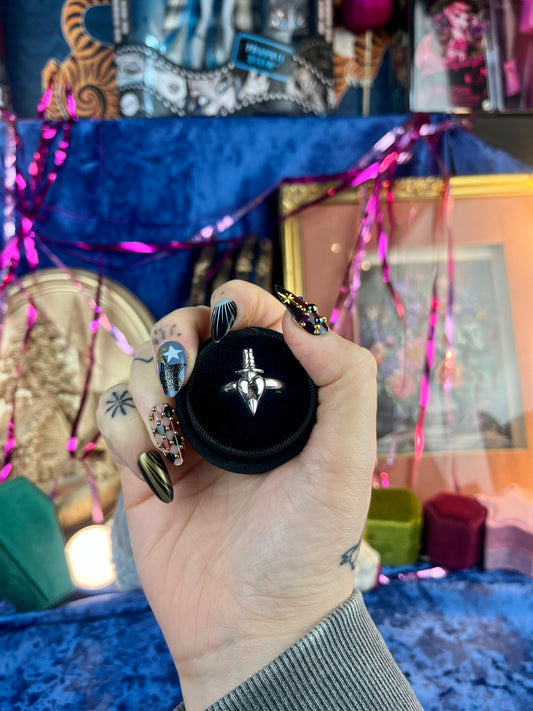 Dagger Heart Sterling Silver Medium Stacker Ring