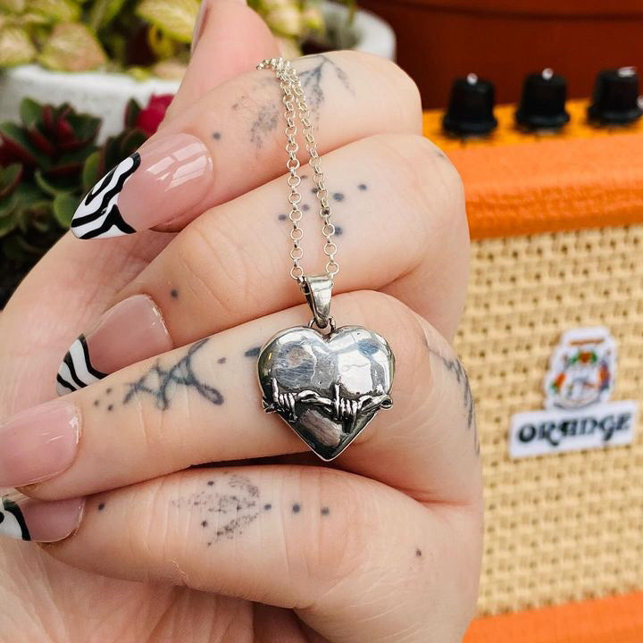 LOVEFOOL Barbed Wire Heart Sterling Silver Pendant