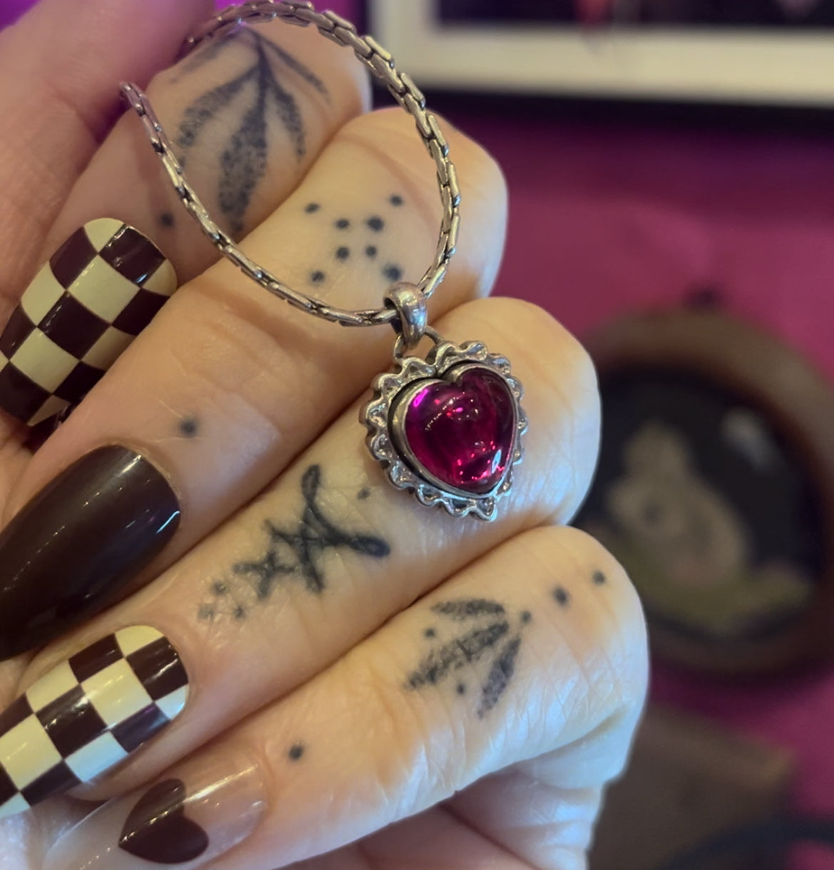 Gummy Heart Pink Ruby Sterling Silver Pendant