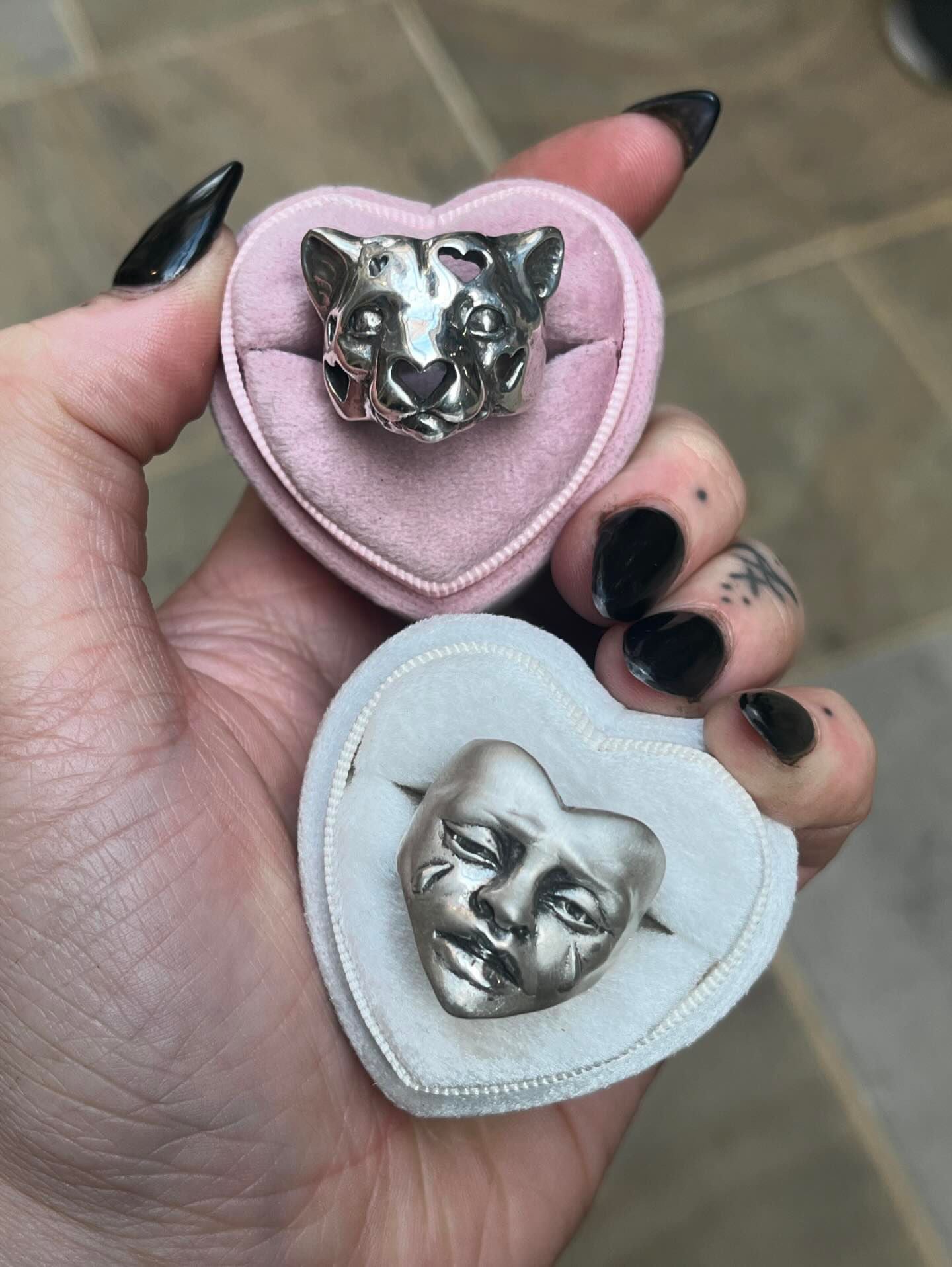 HOPELESS ROMANTIC Heart Face Sterling Silver Ring