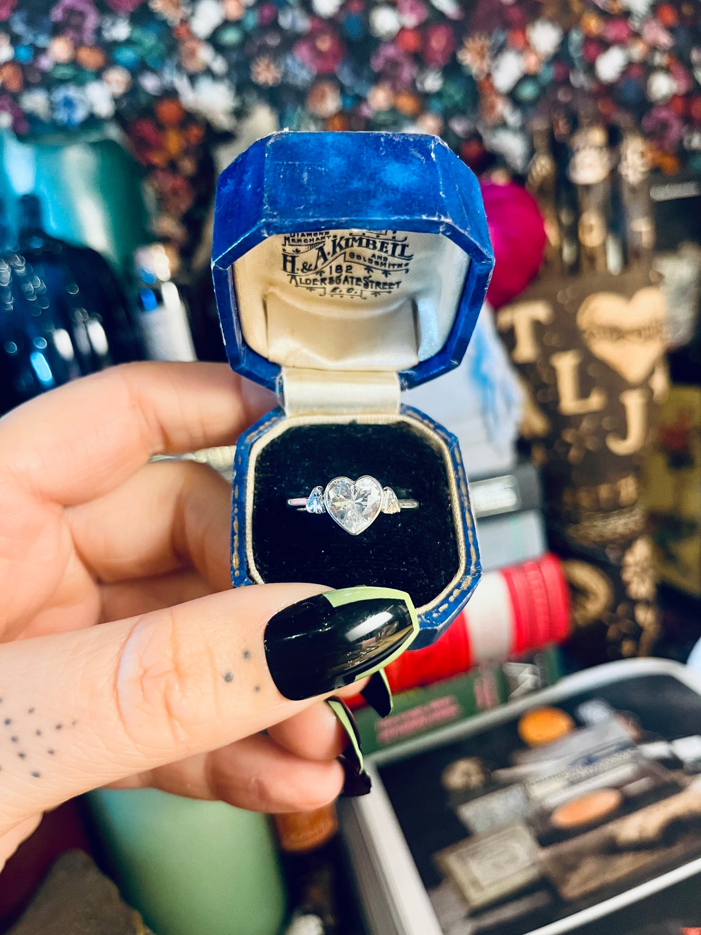 Ghost Faceted Heart Gemstone Sterling Silver Ring