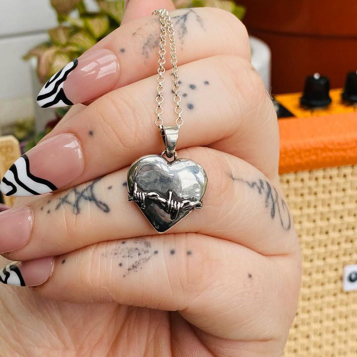 LOVEFOOL Barbed Wire Heart Sterling Silver Pendant