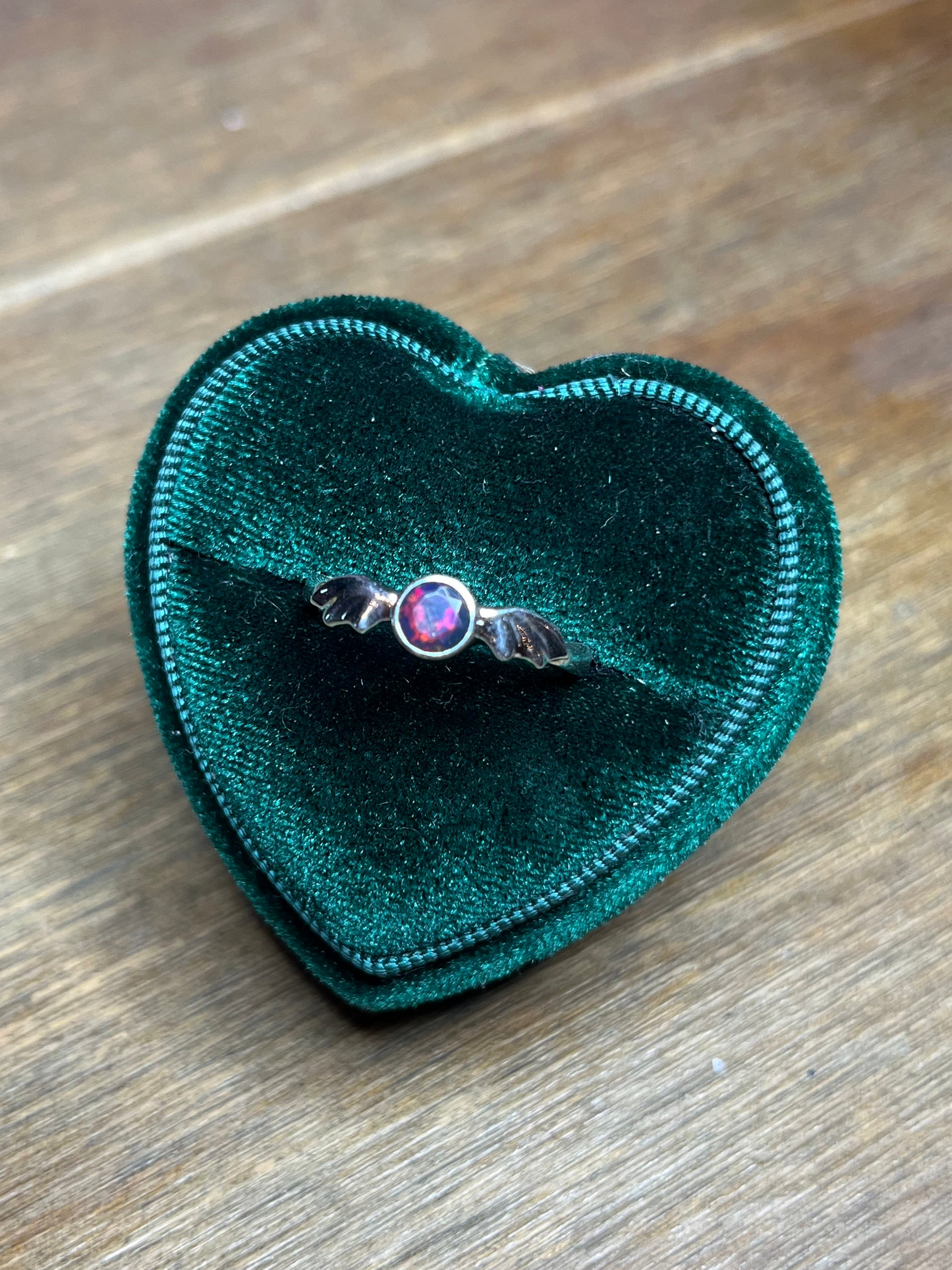 Night Court Opal Bat Wings Sterling Silver Ring