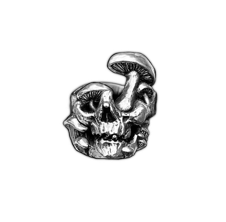 DESTROYING ANGEL Mushroom Skull Sterling Silver Ring