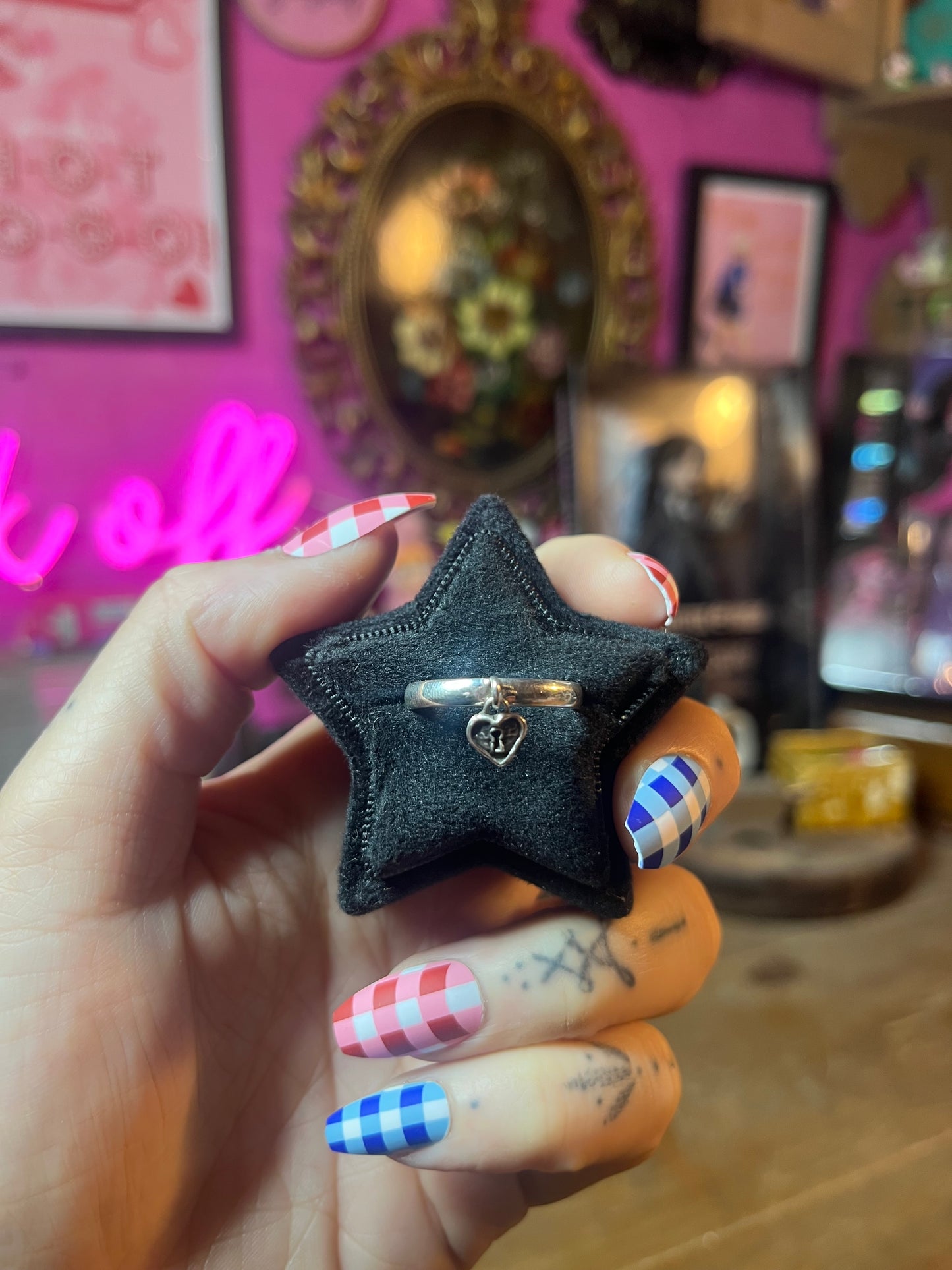 DANGLY LOVE LOCKED STACKER Sterling Silver Lock Ring