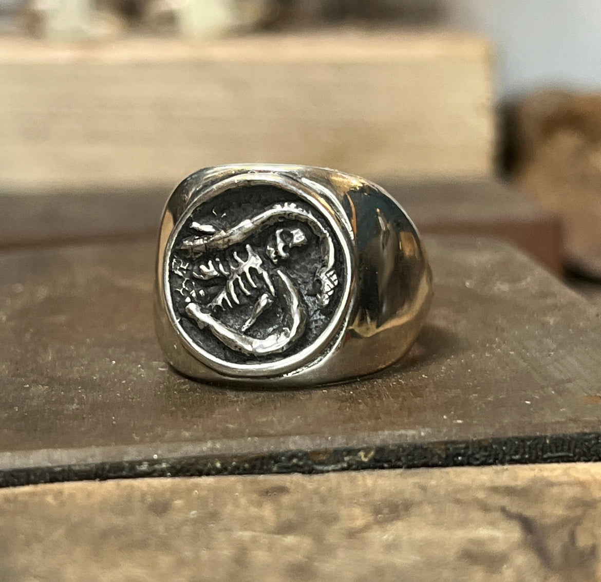 In the Pit Signet Sterling Silver Ring