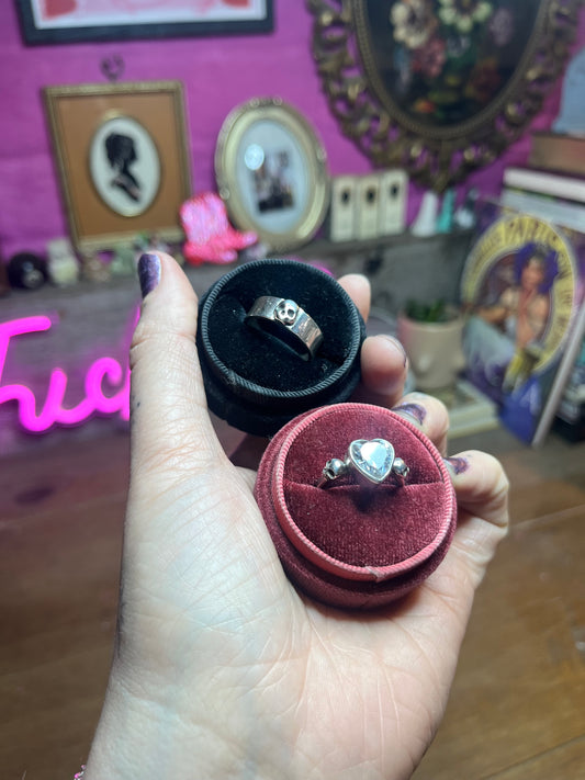 Sandcasted Skull Wedding Band Sterling Silver Ring