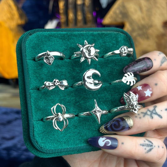 Moon Face Sterling Silver Medium Stacker Ring