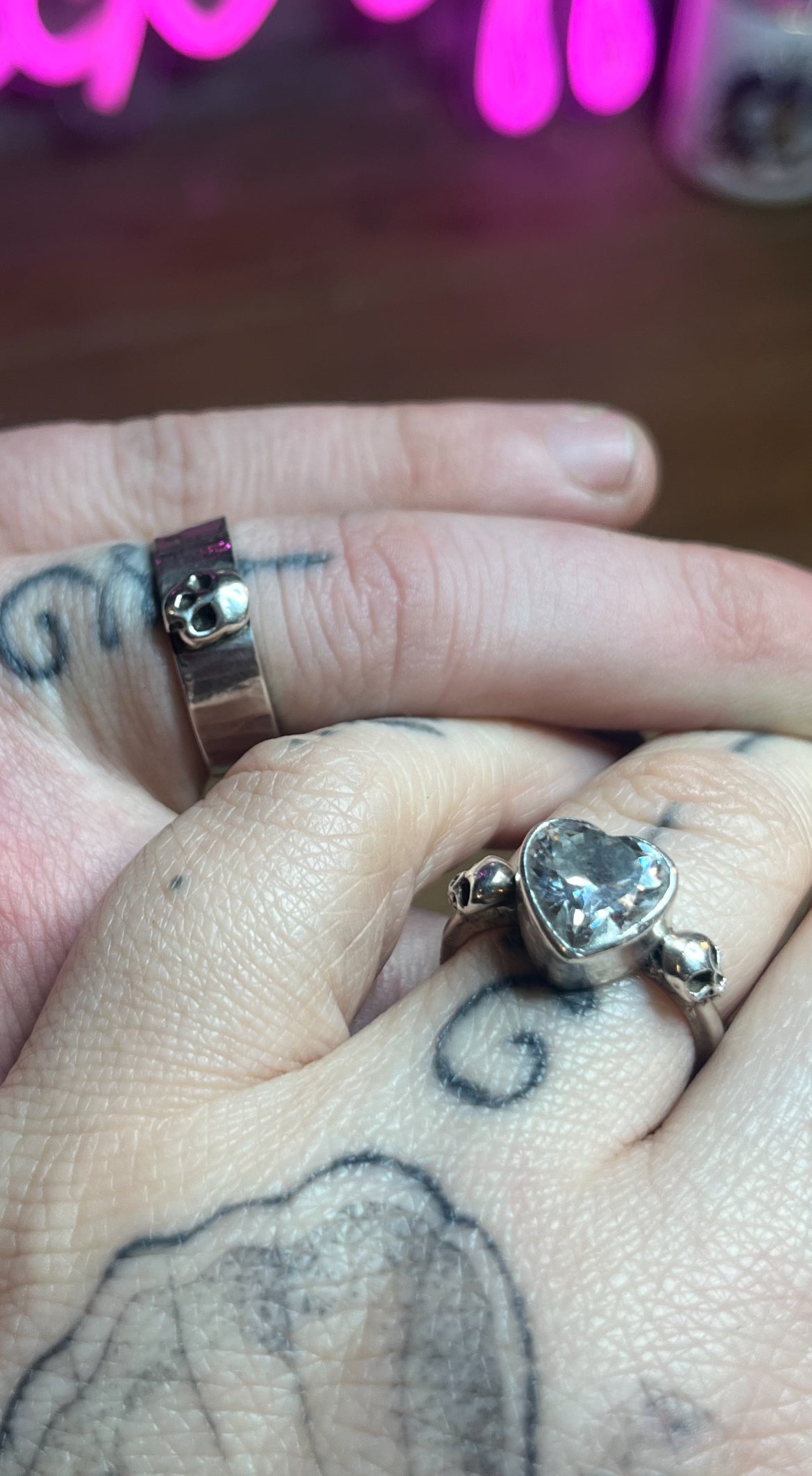 Sandcasted Skull Wedding Band Sterling Silver Ring