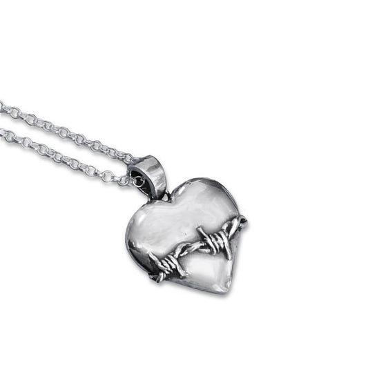 LOVEFOOL Barbed Wire Heart Sterling Silver Pendant
