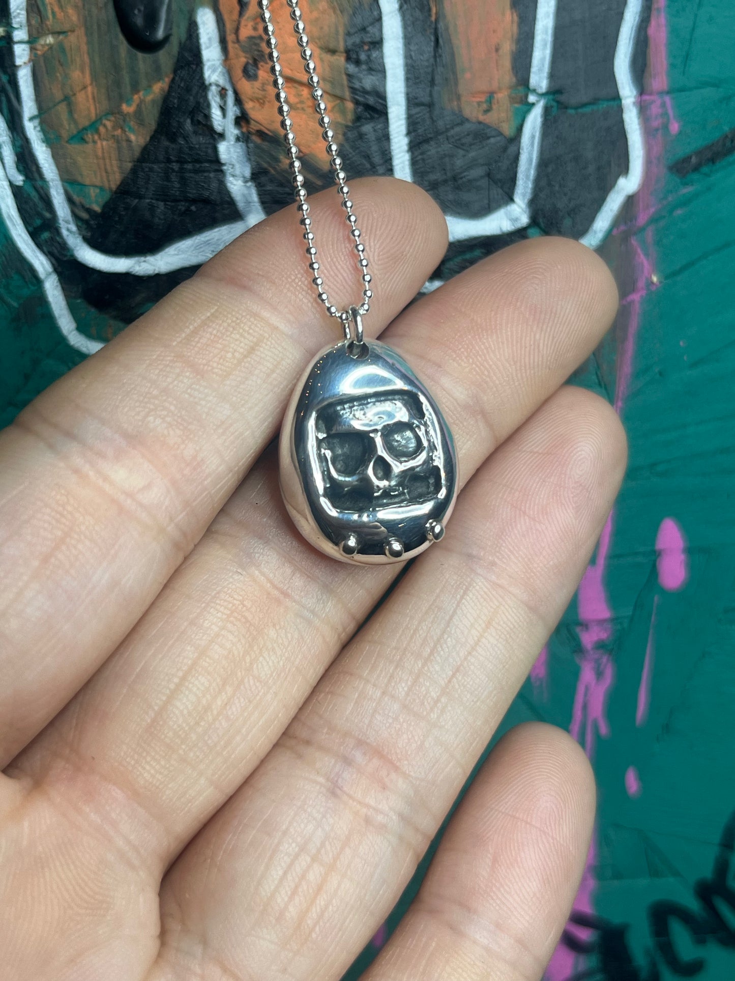 Skullagotchy Sterling Silver Pendant