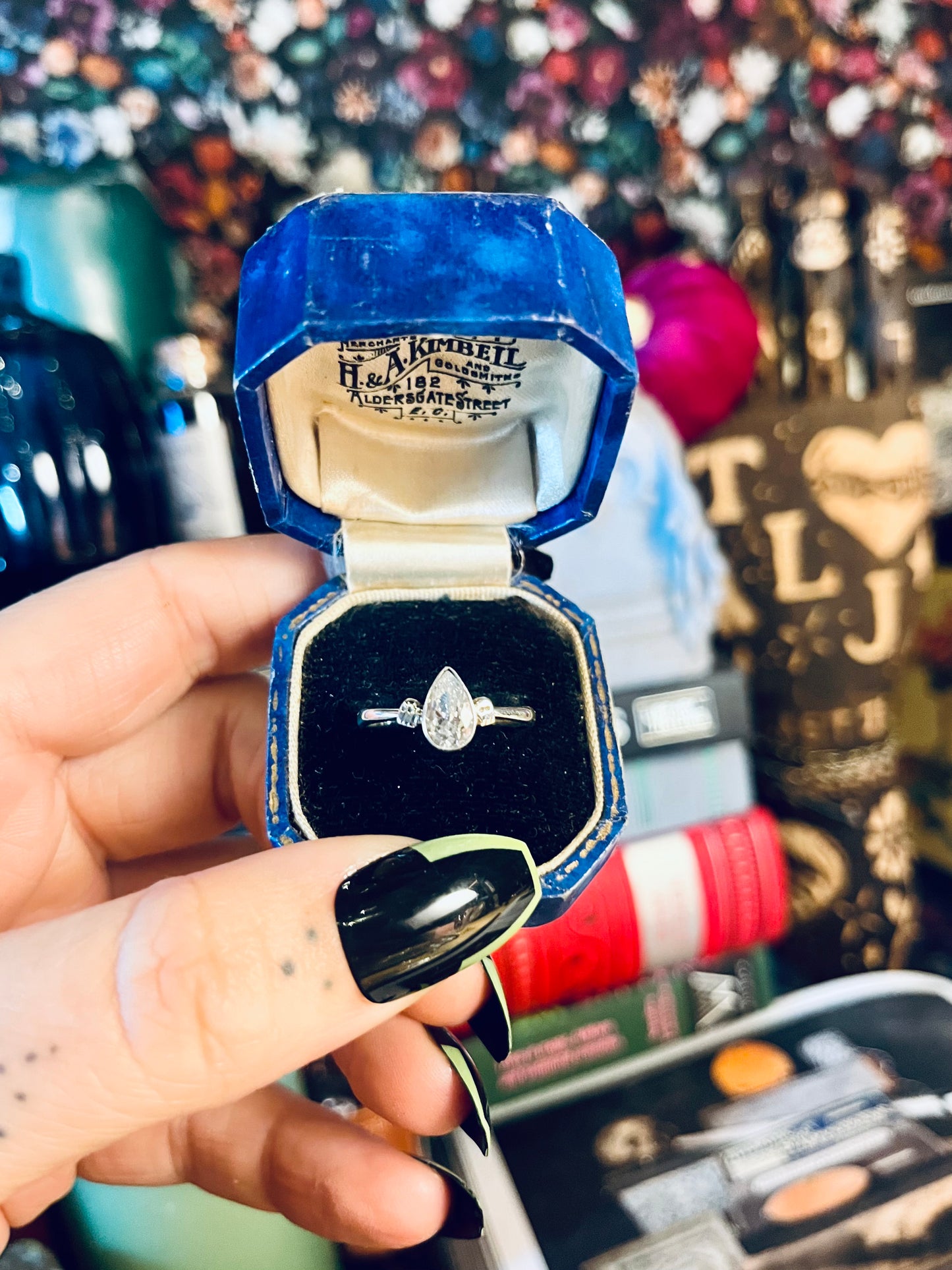 Ghost Faceted Teardrop Gemstone Sterling Silver Ring