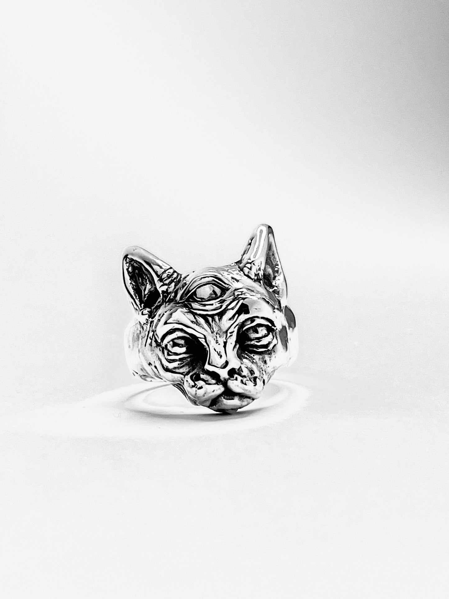 THE ORACLE Three Eyed Cat Sterling Silver Ring