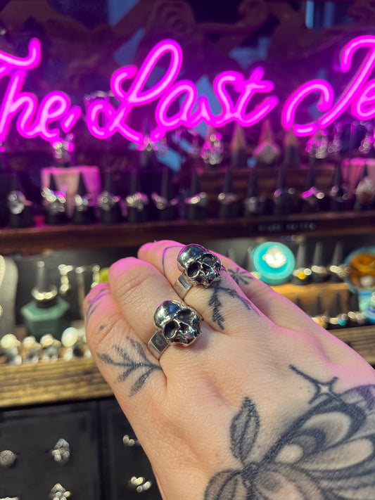 ATLAS Sandcasted Large Sterling Silver Skull Ring