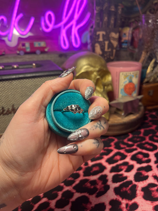 Heart Banner Sterling Silver Medium Stacker Ring