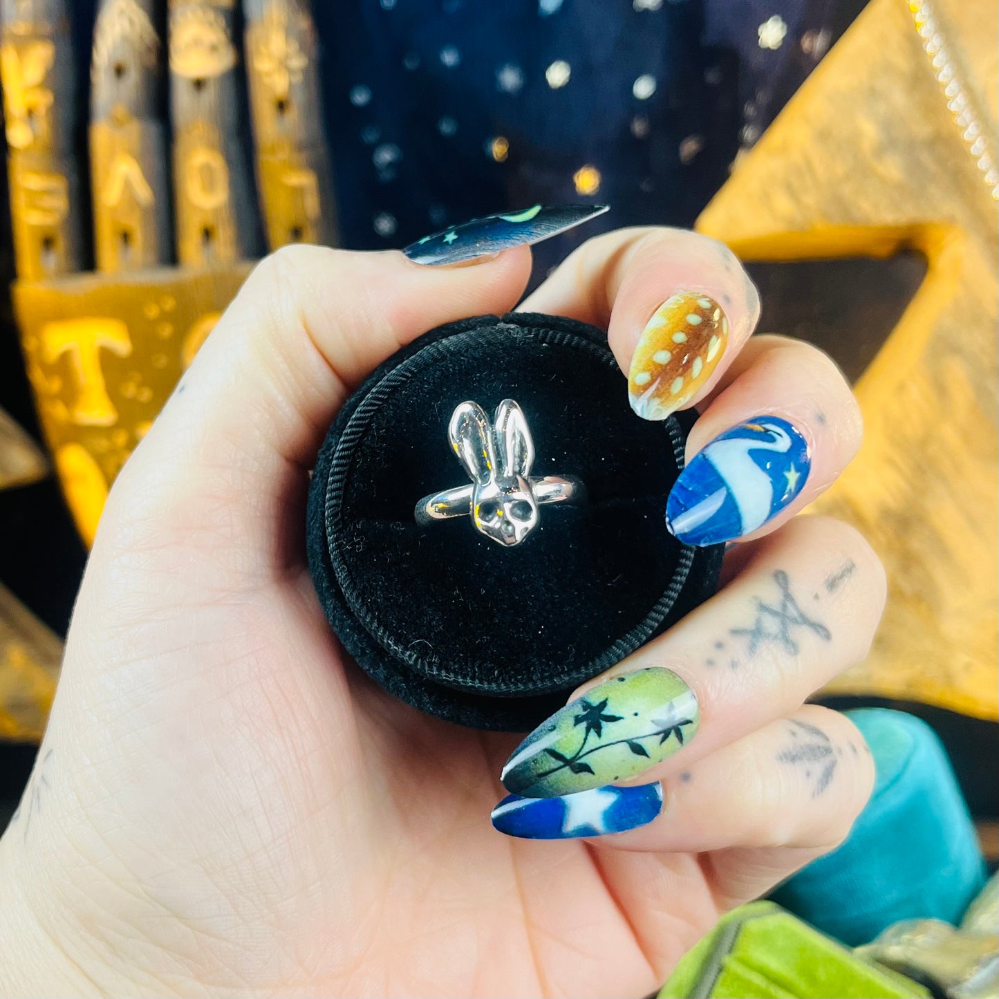Bad Bonnie Bunny Skull Sterling Silver Medium Stacker Ring