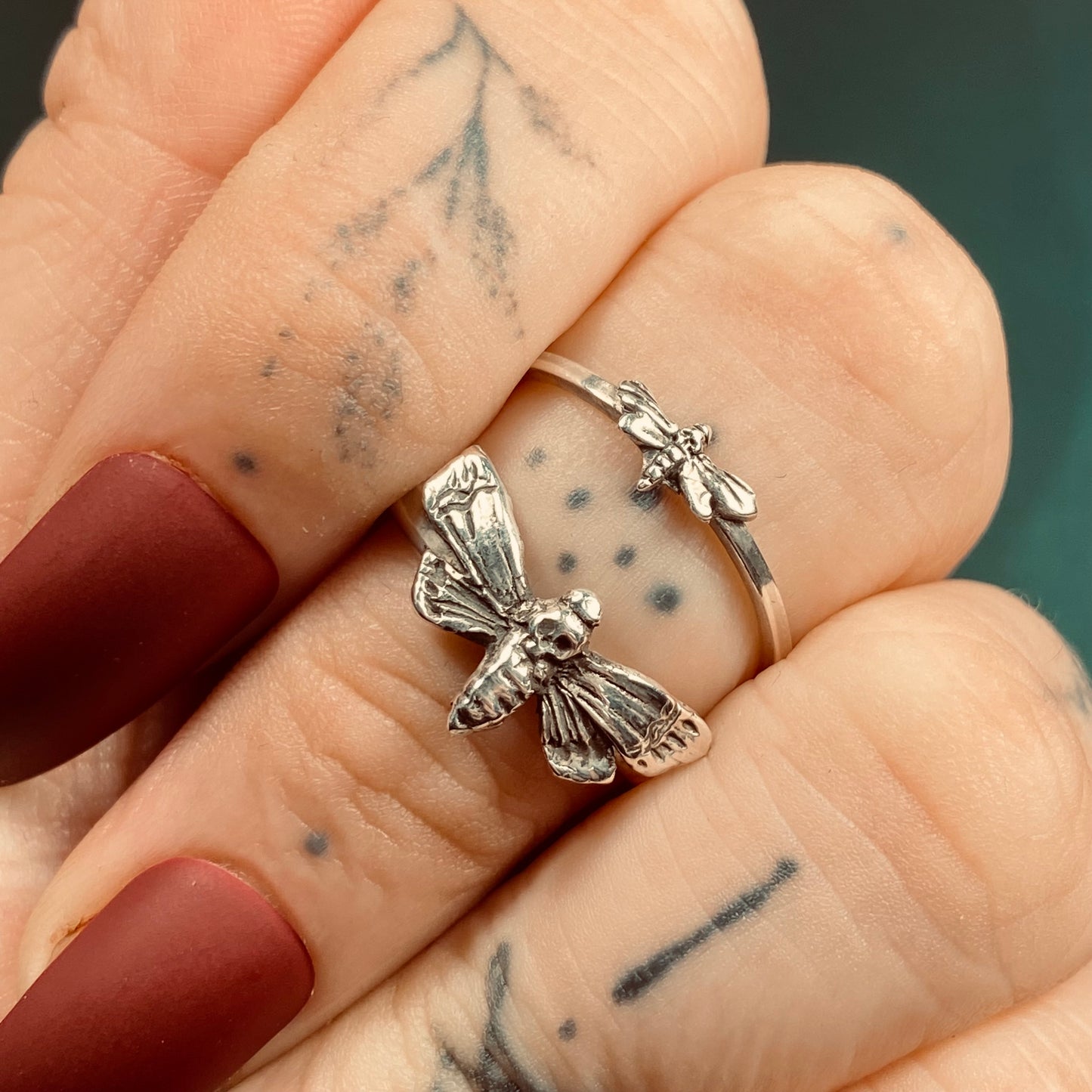 DEATHSHEAD MOTH ATROPOS STACKER Sterling Silver Ring