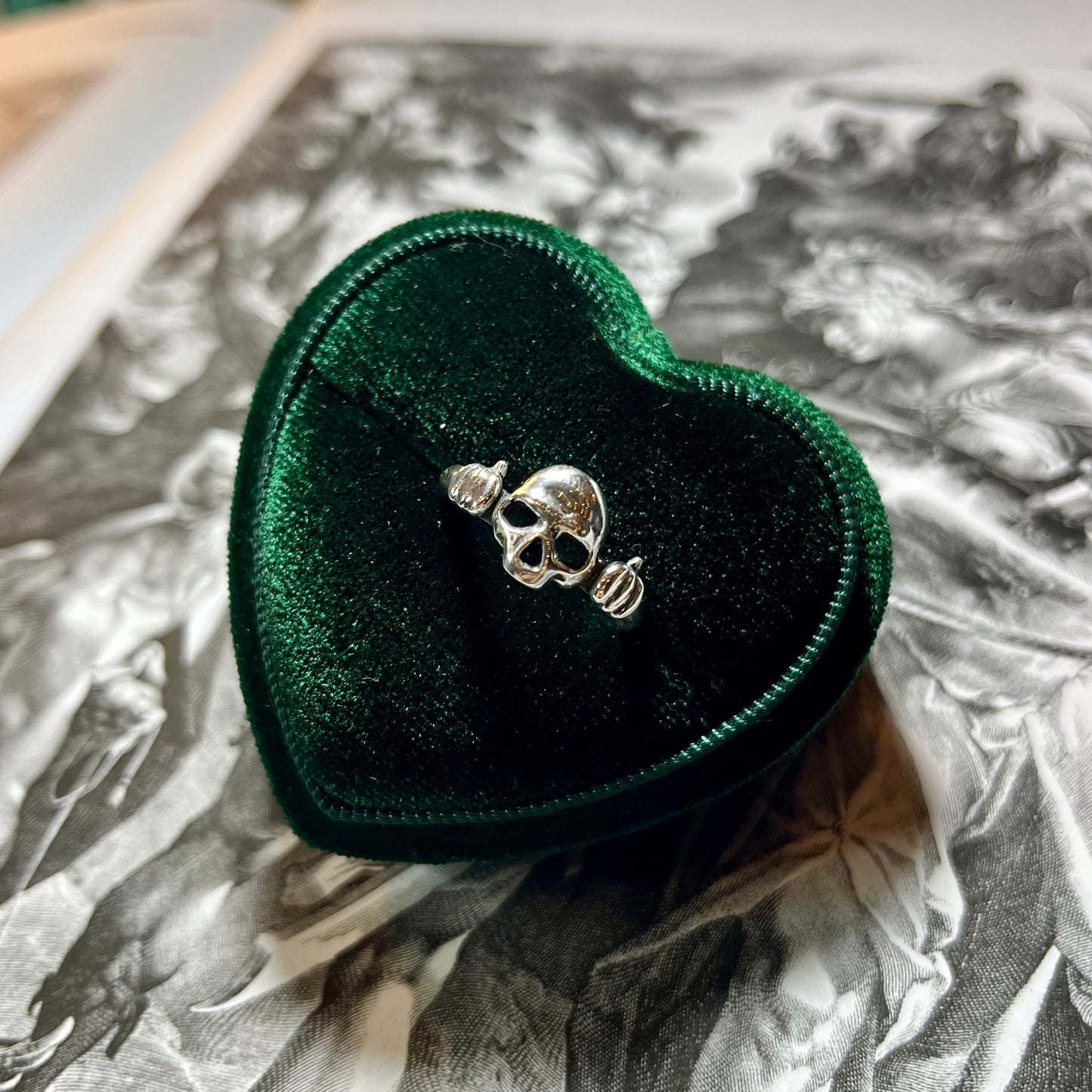 Pumpkin King Skull Sterling Silver Ring