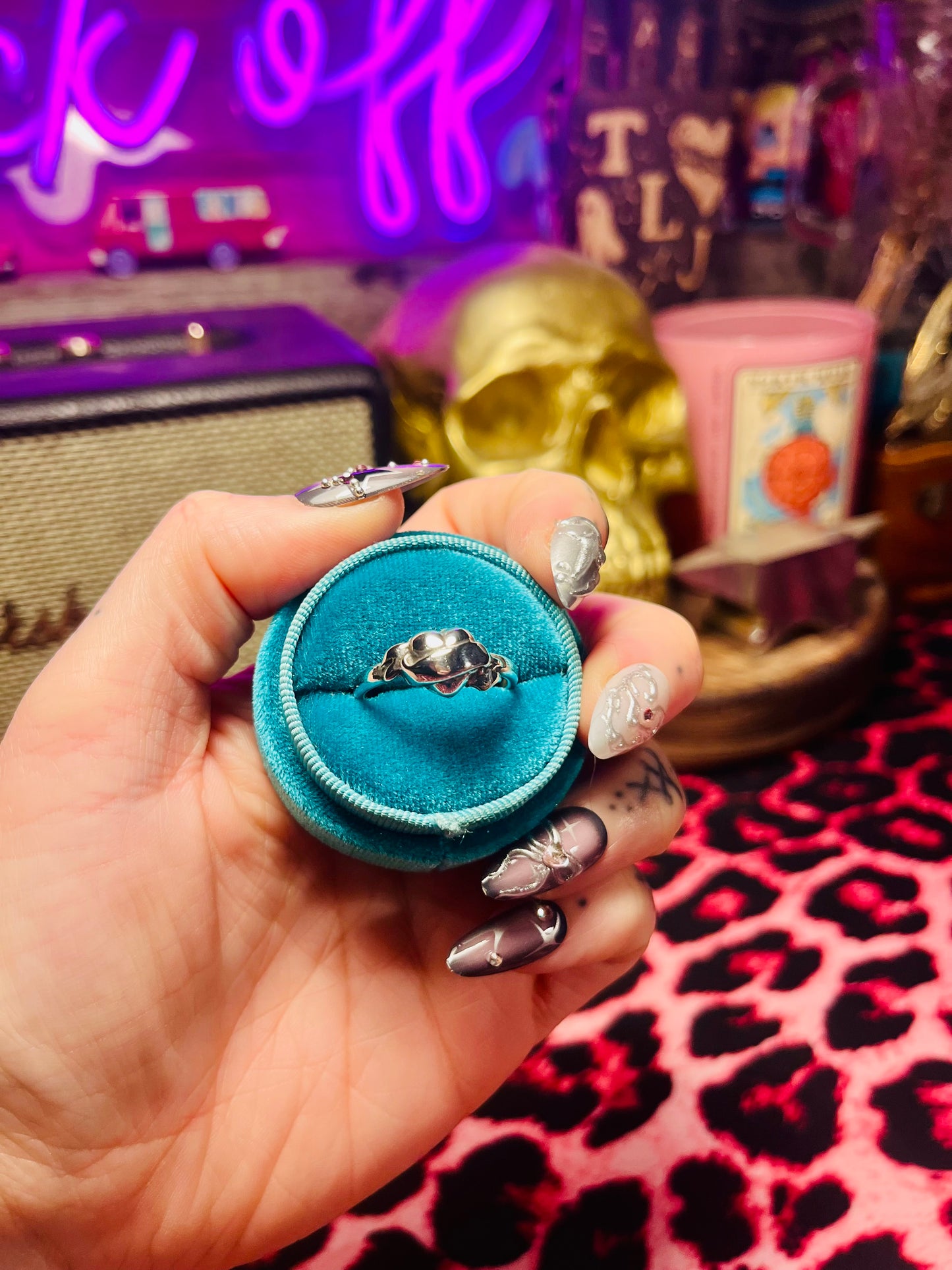 Heart Banner Sterling Silver Medium Stacker Ring