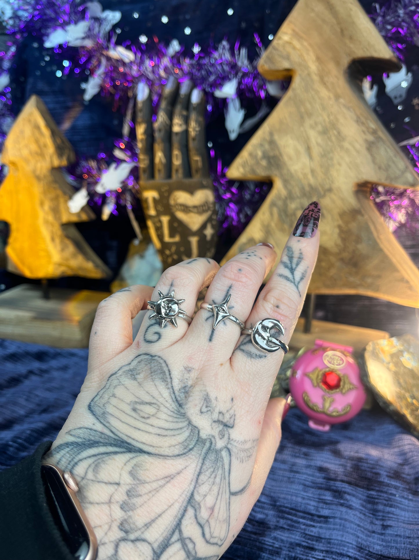 Moon Face Sterling Silver Medium Stacker Ring