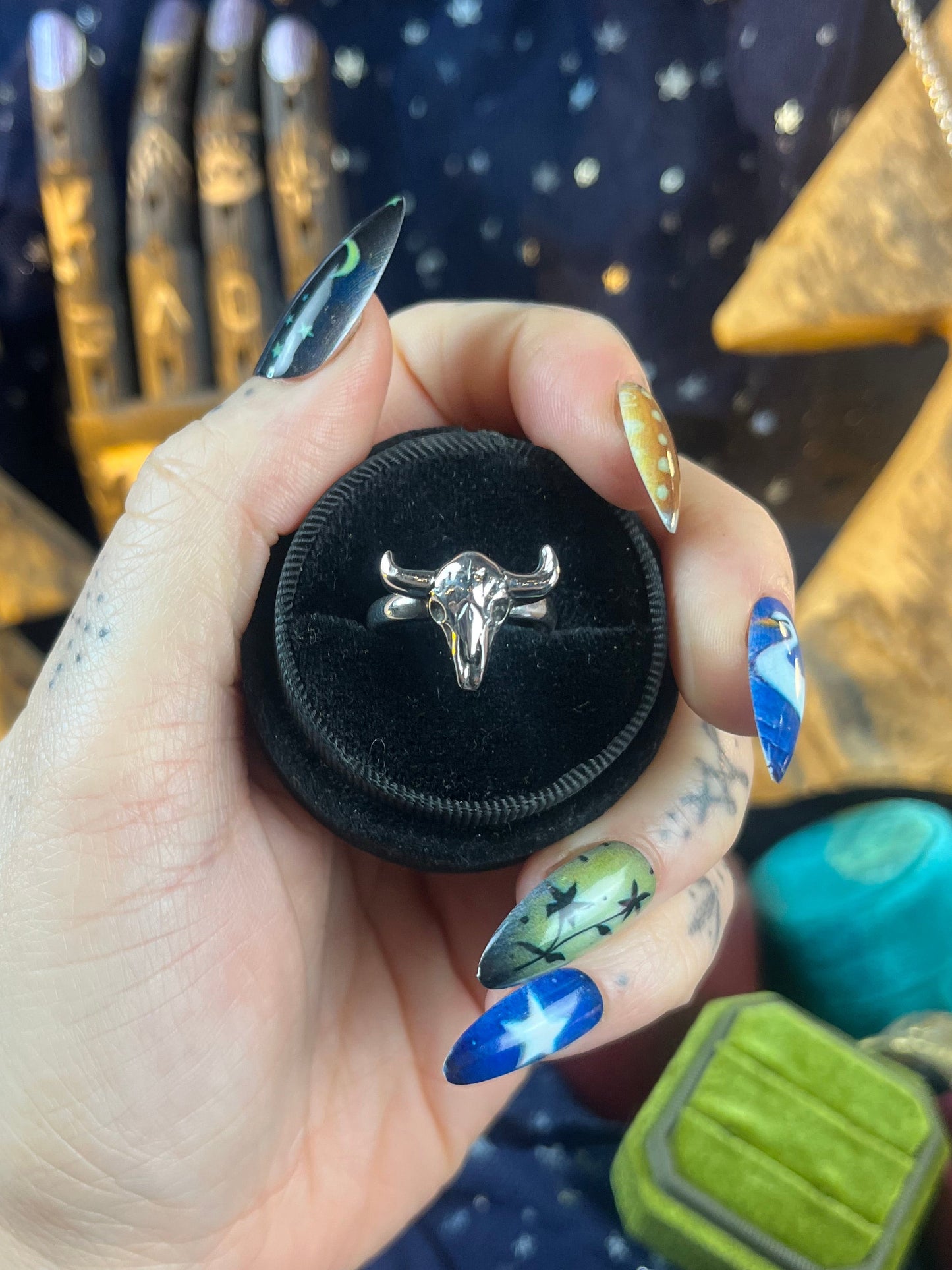 Buffalo Skull Sterling Silver Medium Stacker Ring