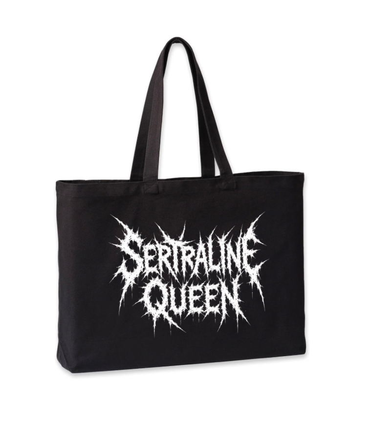 SERTRALINE QUEEN PRINT MAXI BLACK TOTE BAG