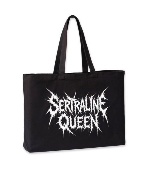 SERTRALINE QUEEN PRINT MAXI BLACK TOTE BAG