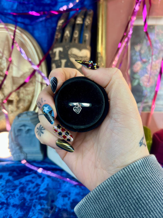 DANGLY LOVE LOCKED STACKER Sterling Silver Lock Ring