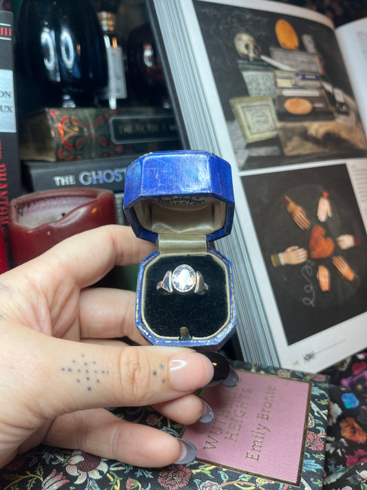 Memento Mori Ghost Faceted Gemstone Sterling Silver Ring