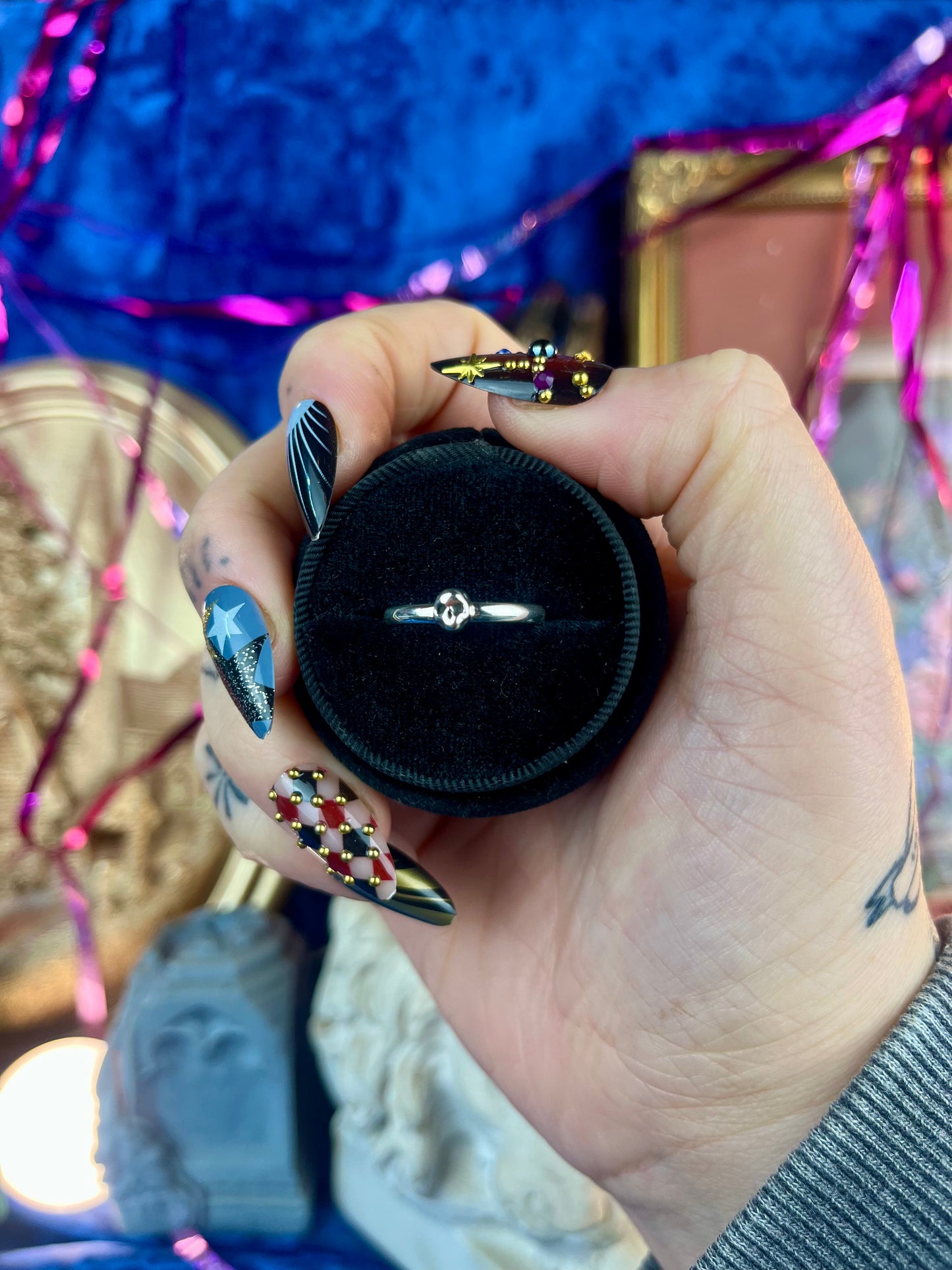 Mini Skull Sterling Silver Medium Stacker Ring