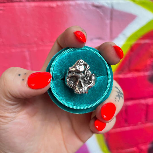 SPRING SKULL Sterling Silver Bird Skull Ring