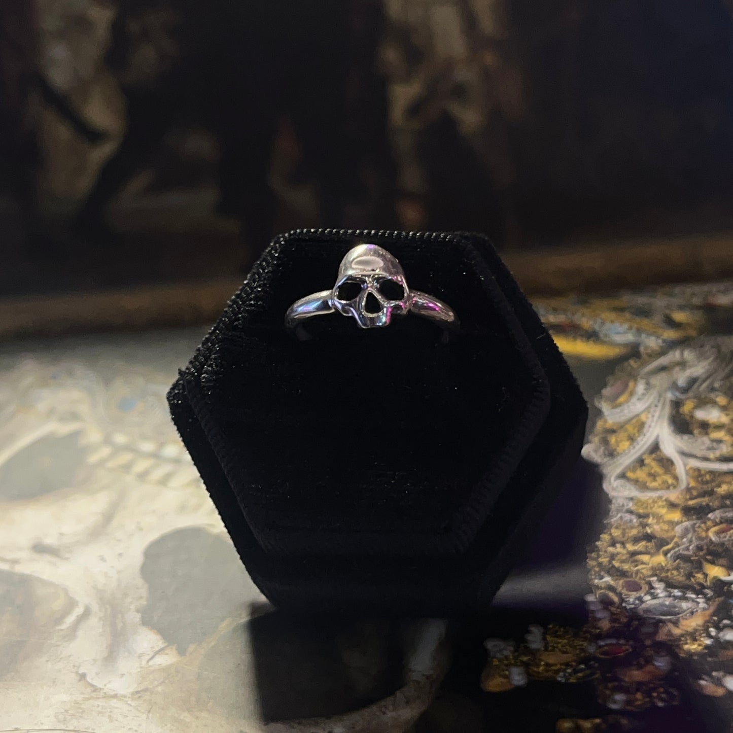 Archeron Small Skull Sterling Silver Ring