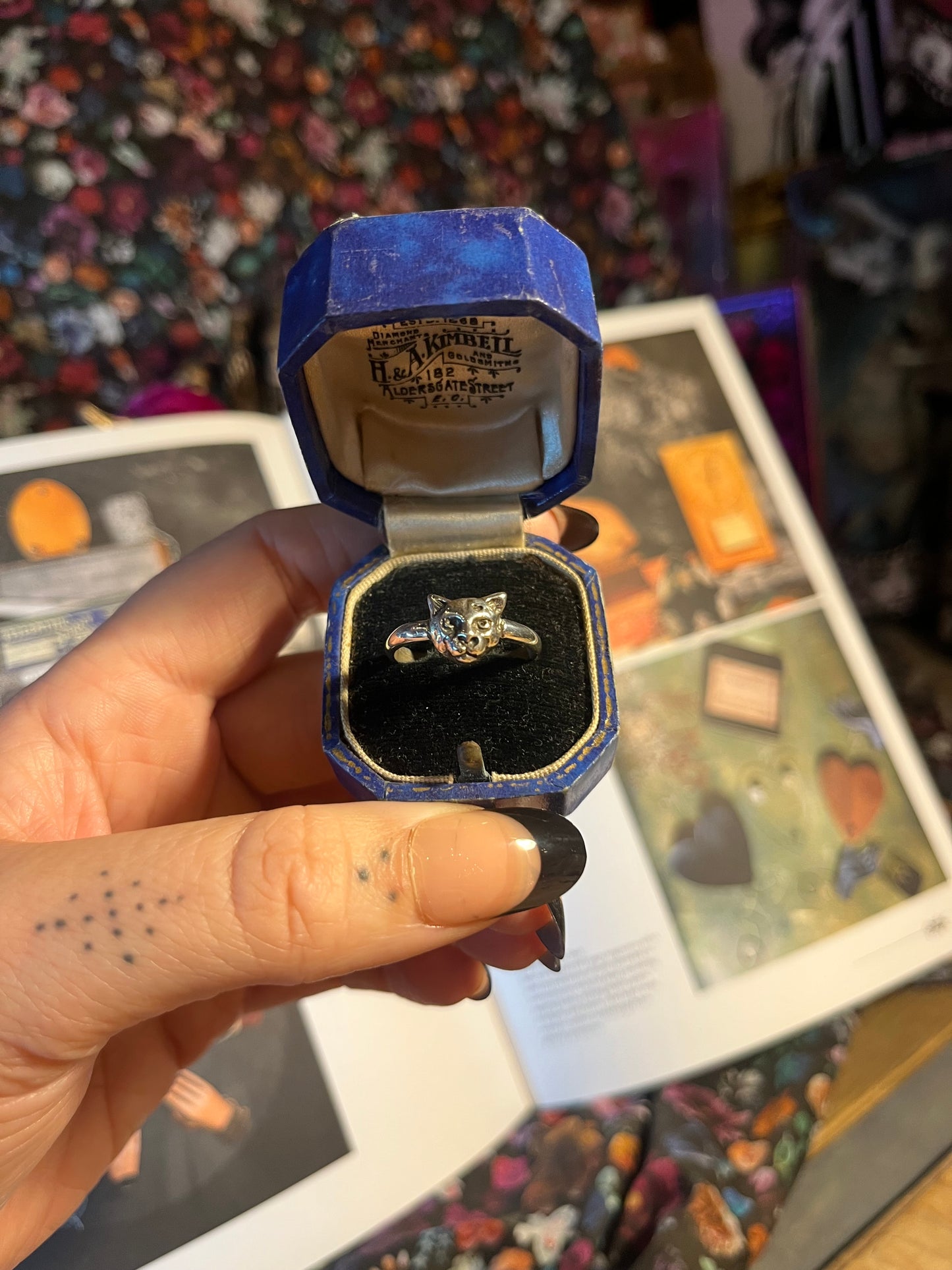 Bad Kitty Heart Leopard Light Sterling Silver Ring