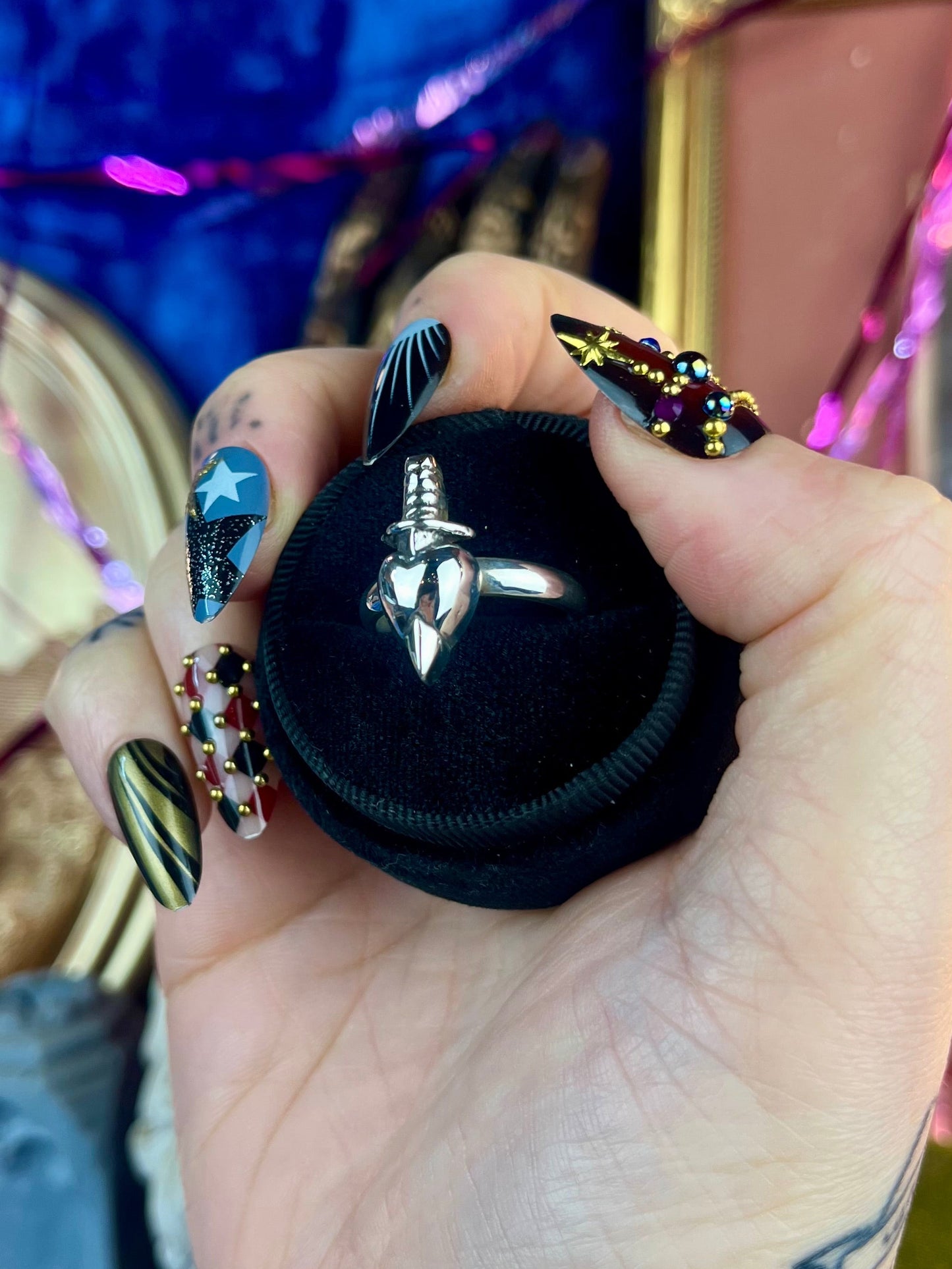 Dagger Heart Sterling Silver Medium Stacker Ring