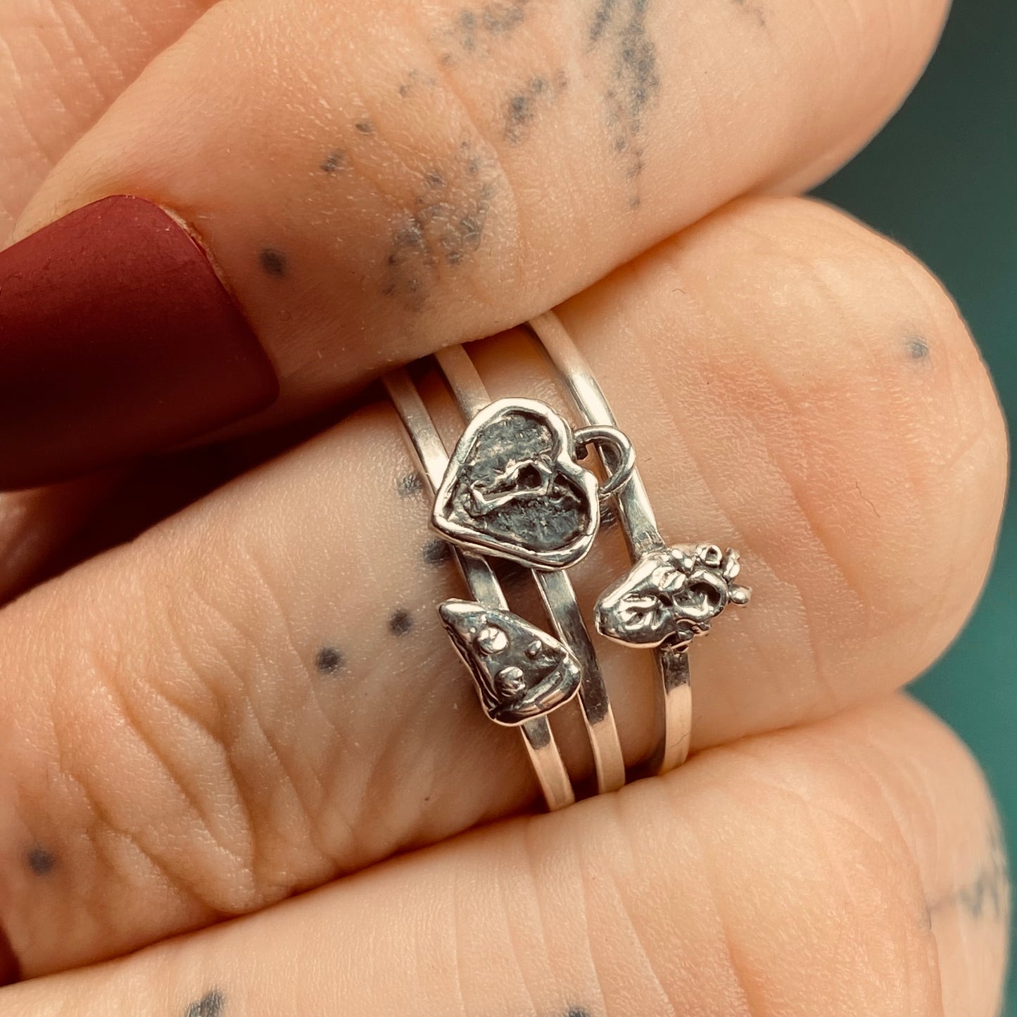 ANATOMICAL HEART STACKER Sterling Silver Ring