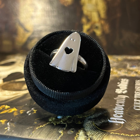 Broken Hearted Ghost Sterling Silver Ghost Ring