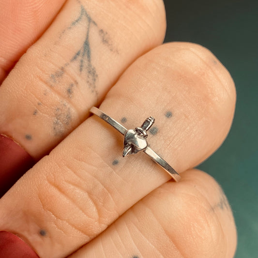 DAGGER HEART STACKER Sterling Silver Ring