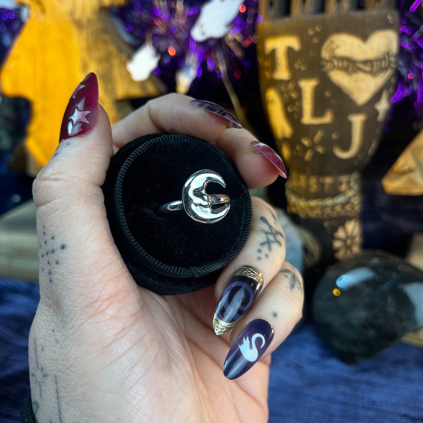 Moon Face Sterling Silver Medium Stacker Ring