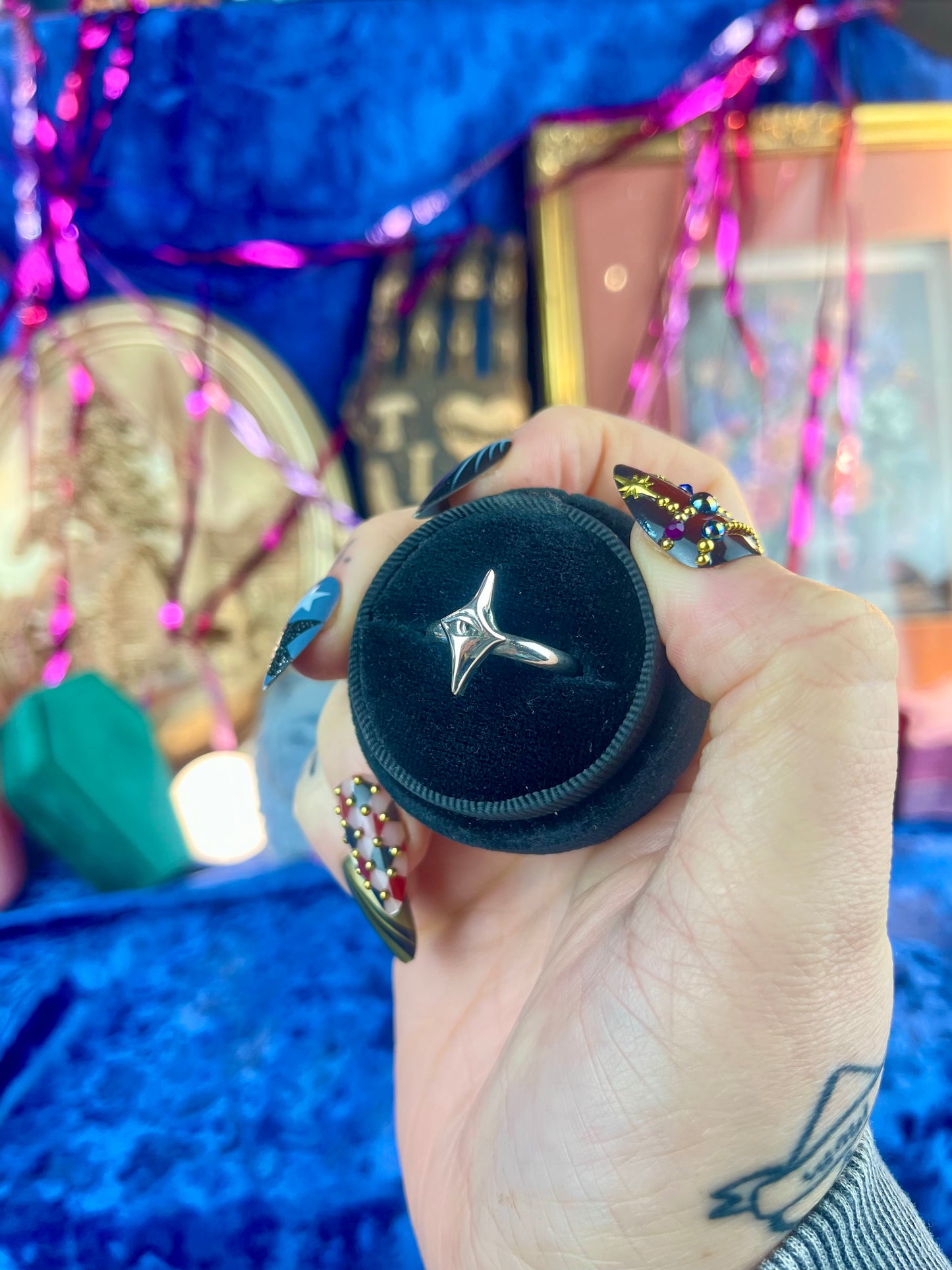 Starburst Eye Sterling Silver Medium Stacker Ring