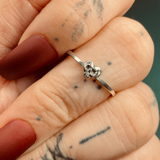 HEART SKULL STACKER Sterling Silver Ring