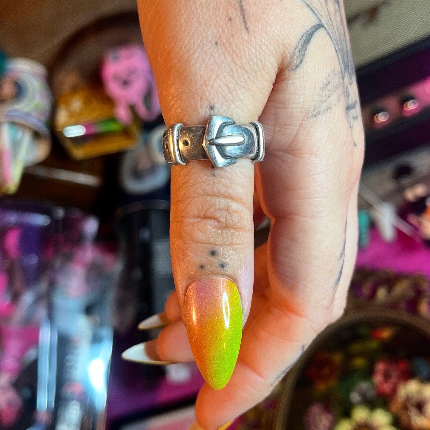 Belt Buckle Sterling Silver Ring