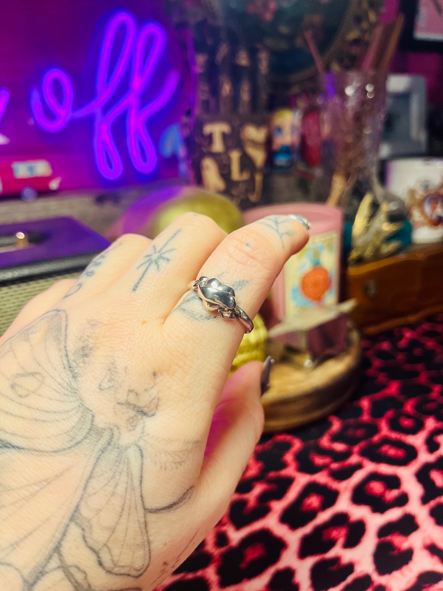 Heart Banner Sterling Silver Medium Stacker Ring