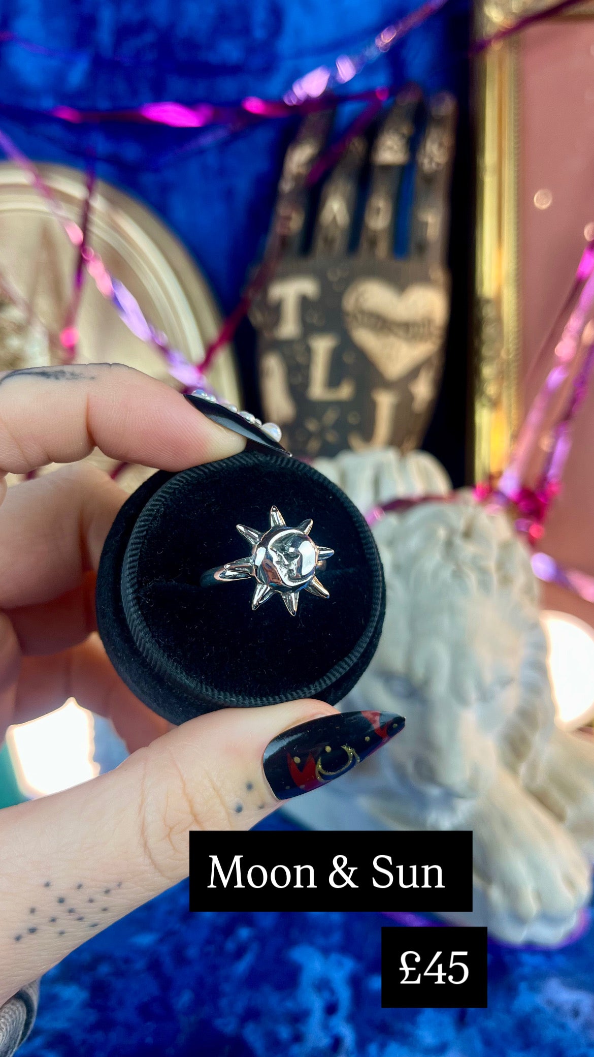 Sun & Moon Sterling Silver Medium Stacker Ring